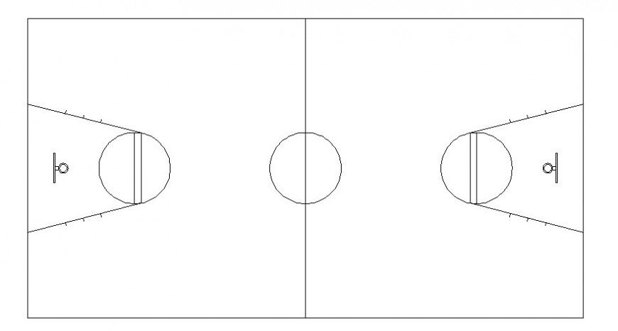 Basket ball playground with sport Centre in AutoCAD file