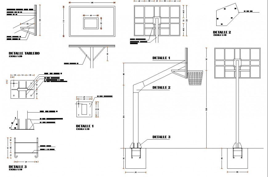 Basket ball pole design drawing in dwg file.