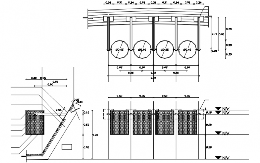Basket garbage section and installation structure details dwg file