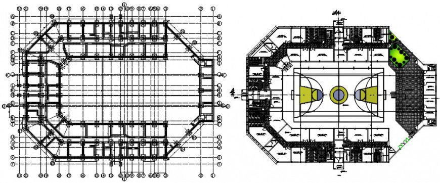 basketball sports ground top view cad file