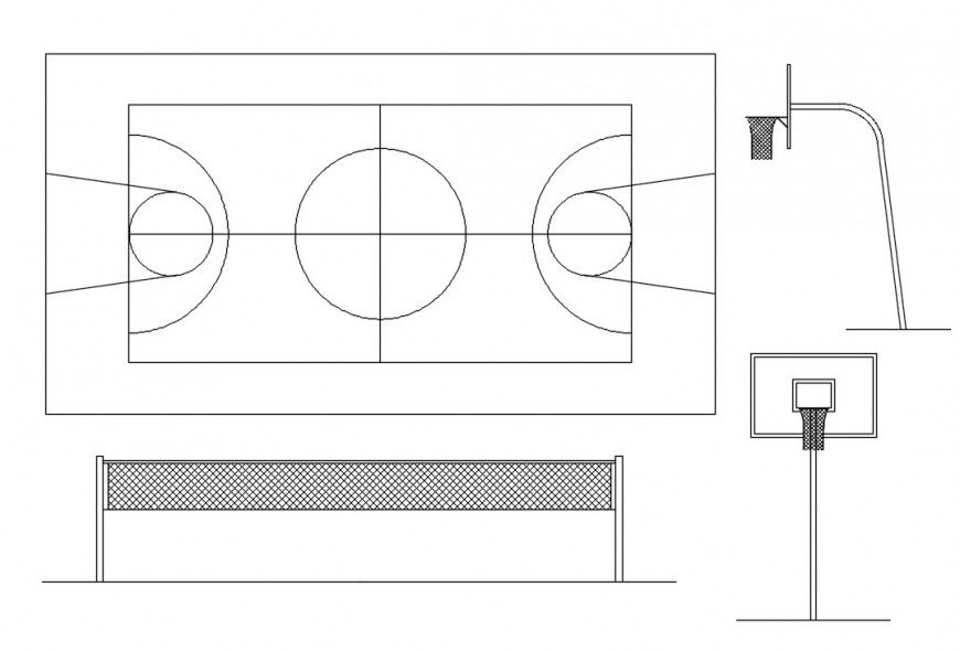 basketball court cad file