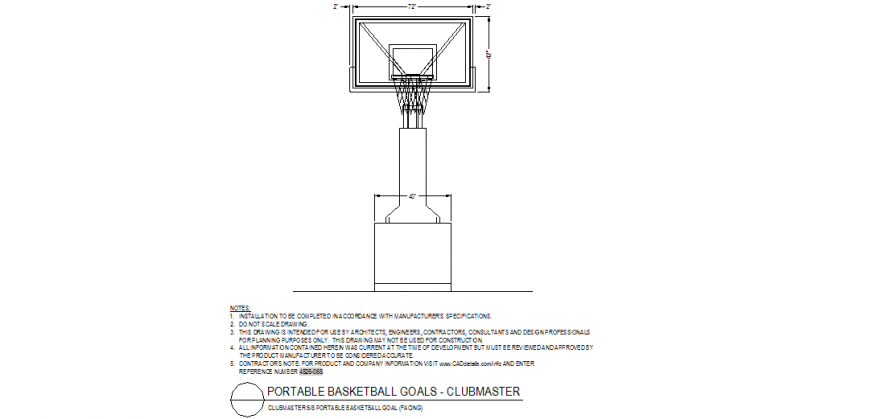 Basketball cover front elevation plan layout file
