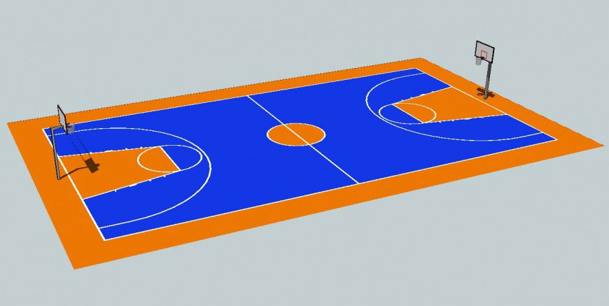 Basketball ground detail 3d model block layout sketch-up file