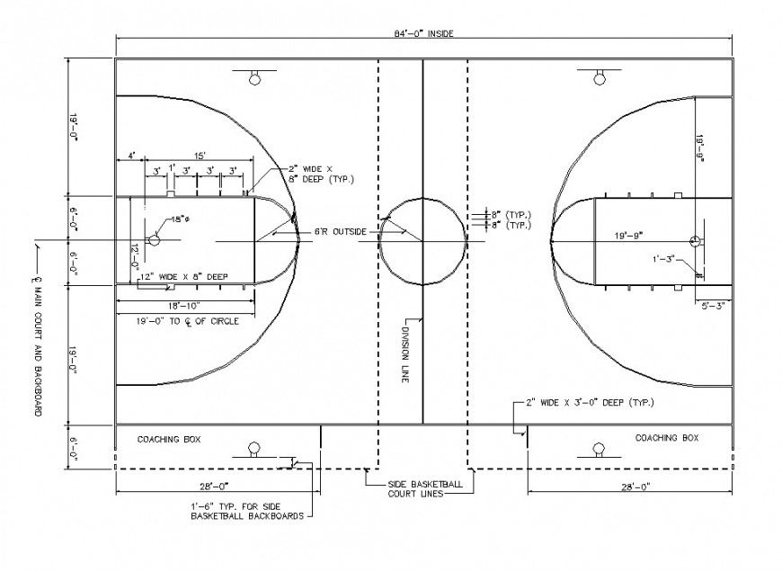 Basketball playground detail dwg file