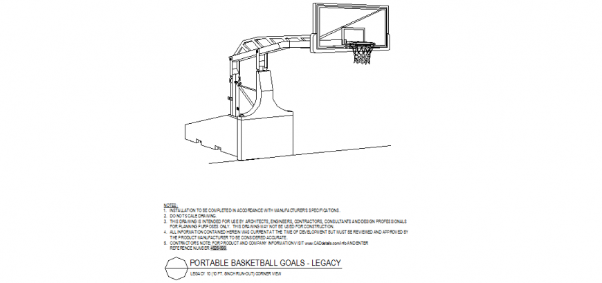 Basketball winch corner elevation detail plan layout file