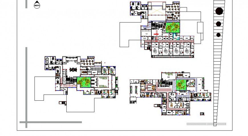 Bassel hospital three floors distribution plan cad drawing details dwg file