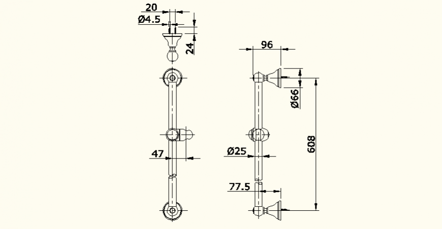 Bath and shower system detail elevation autocad file