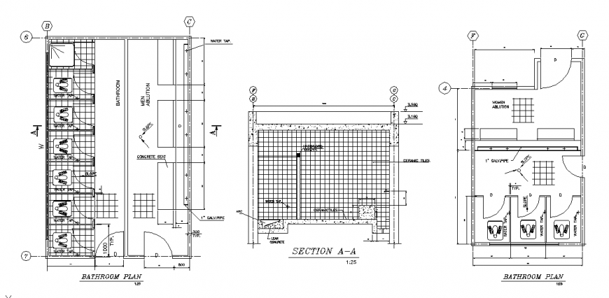 Bath Room PLan Lay-out & Section Detail