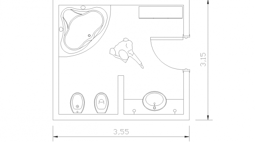 Bath room plan with a detailing dwg file.