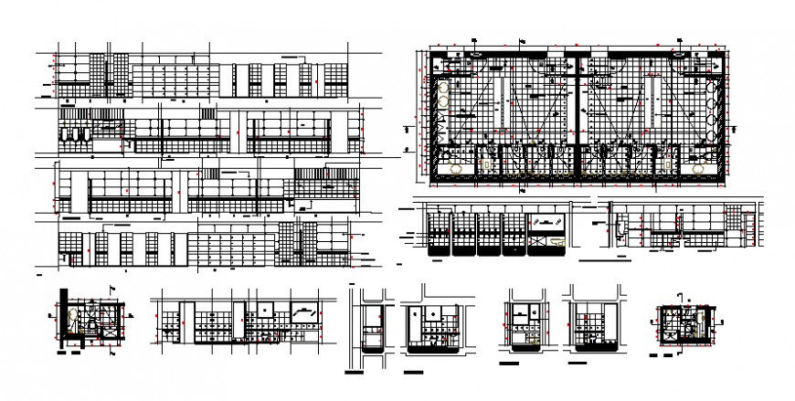 Bath sections and elevation detail dwg file
