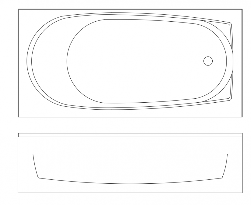 Bath tub top and side view cad block design dwg file