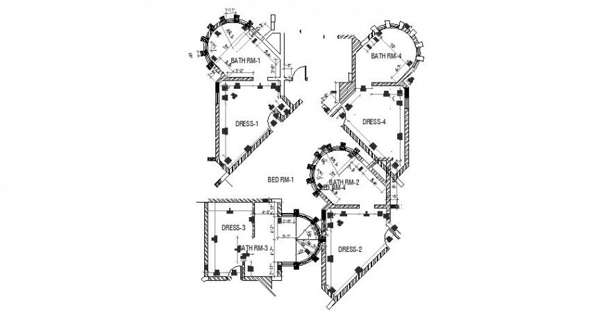 Bathroom and dressing room layout plan cad drawing details dwg file