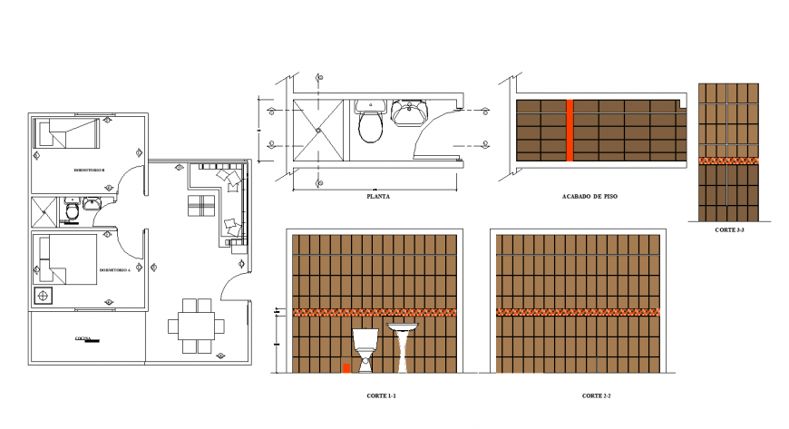 Bathroom and toilet design interior detail dwg file