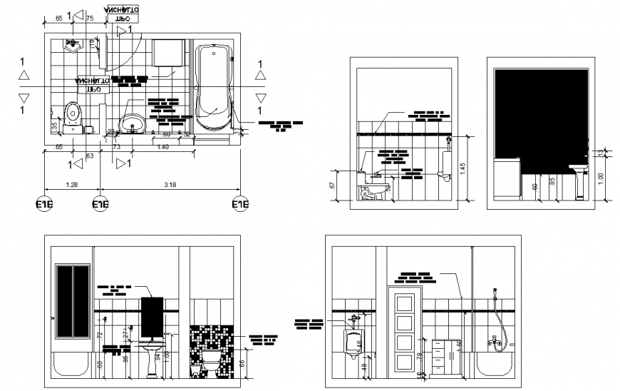 Bathroom and toilet detail drawing in dwg AutoCAD file.