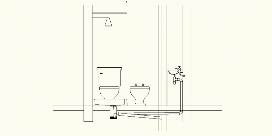Bathroom and toilet detail elevation layout file