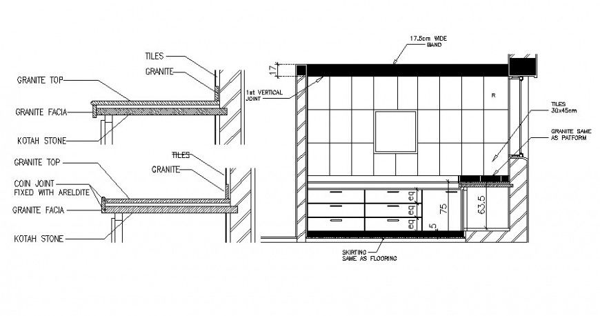 Bathroom area platform details drawings 2d view autocad file