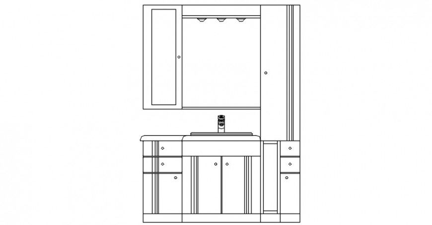 Bathroom cabinet main elevation cad drawing details dwg file
