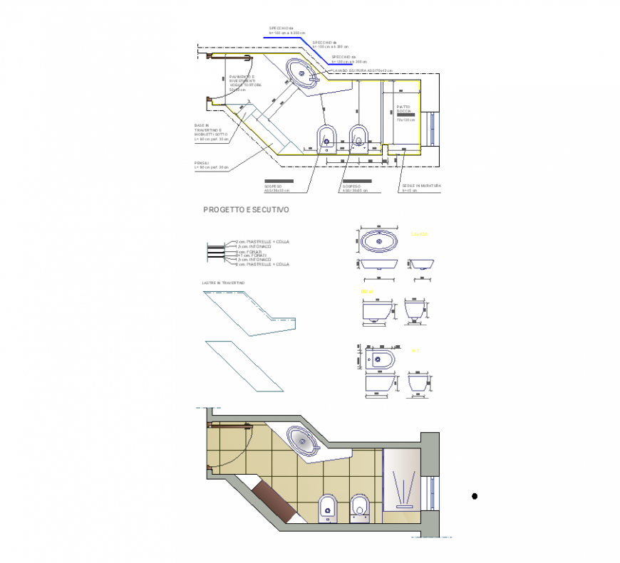 Bathroom design with wash basin detail dwg file