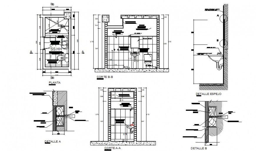 Bathroom detail drawing in AutoCAD file.