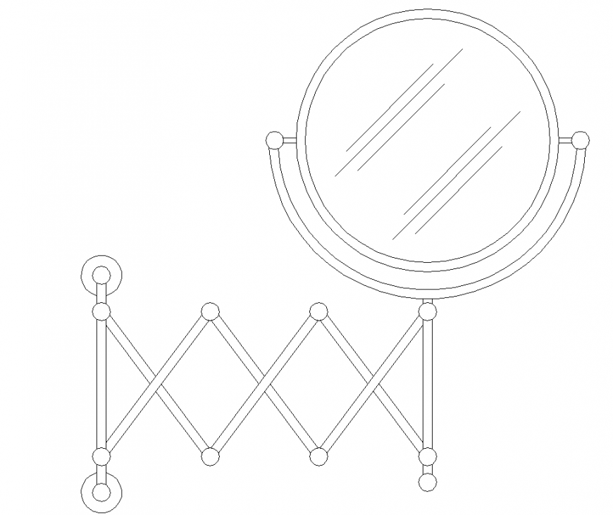 Bathroom detail with mirror and support design dwg file