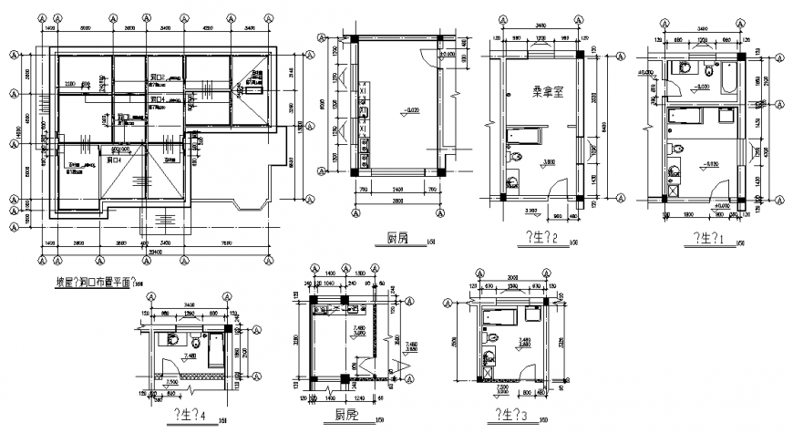 Bathroom details top view layout plan and sectional detail dwg file