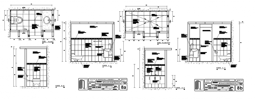 Bathroom dry wall finishes drawing in dwg file.