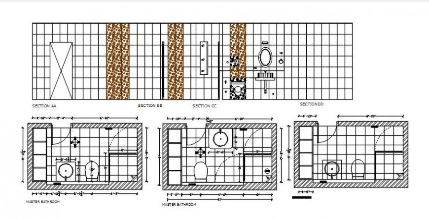 Bathroom elevation and plan block
