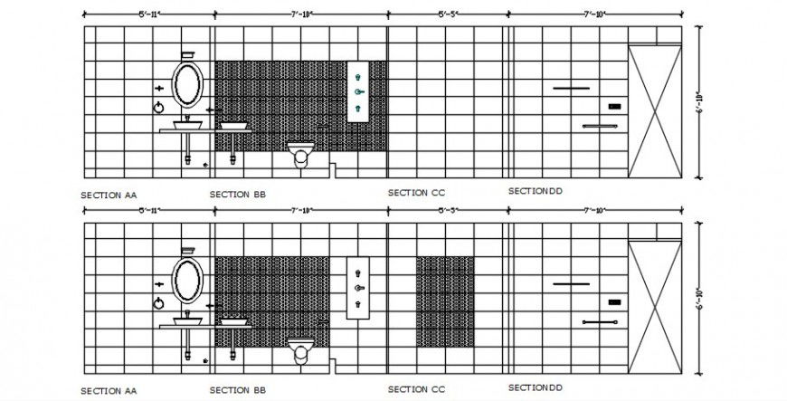 Bathroom elevation design 2d block front update