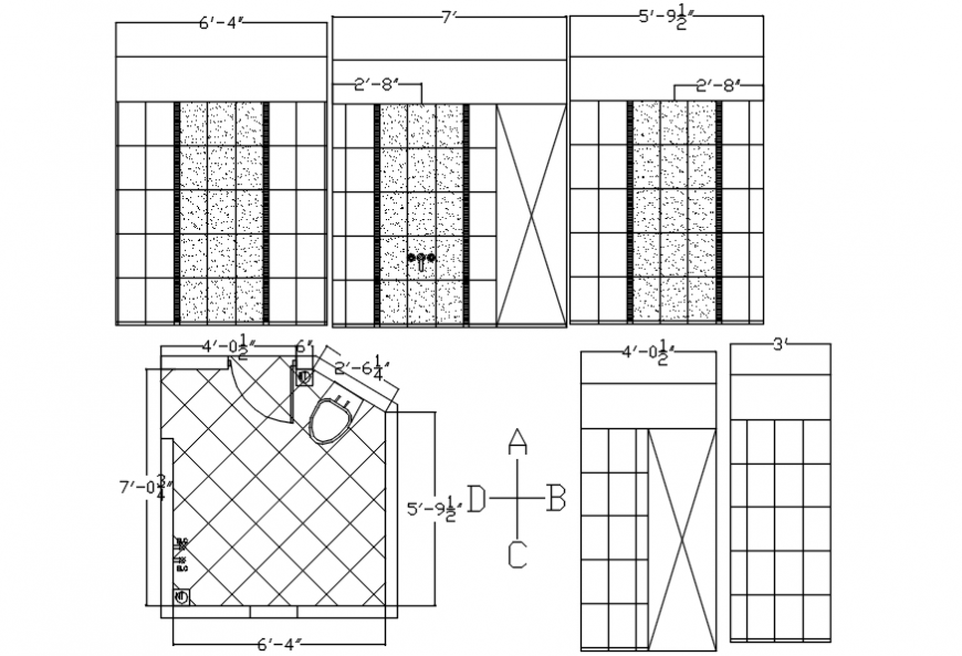 Bathroom elevation design and plan