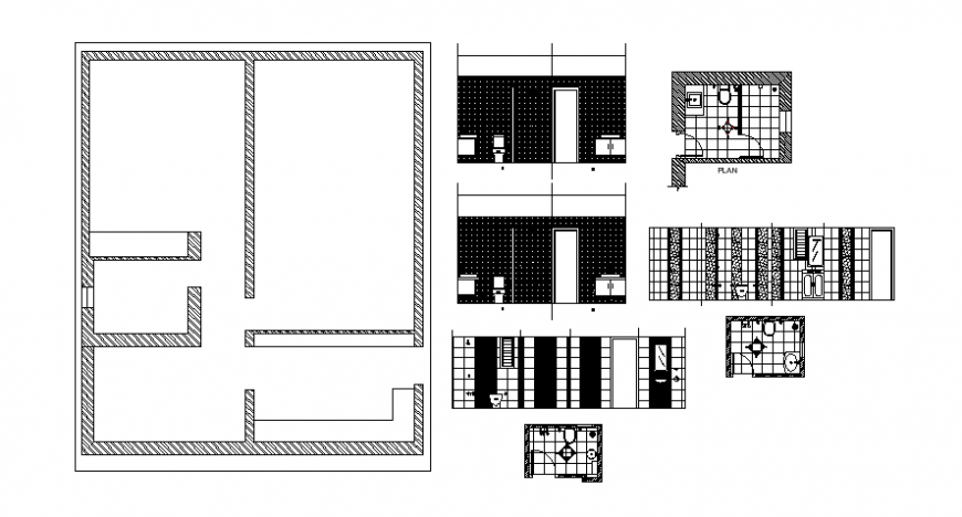 Bathroom elevation design and plan 2d