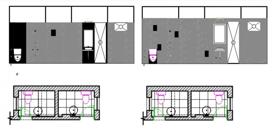 Bathroom elevation design and plan file