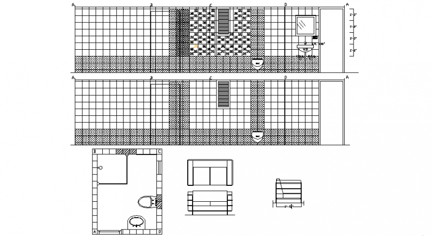 Bathroom elevation design concept dwg file