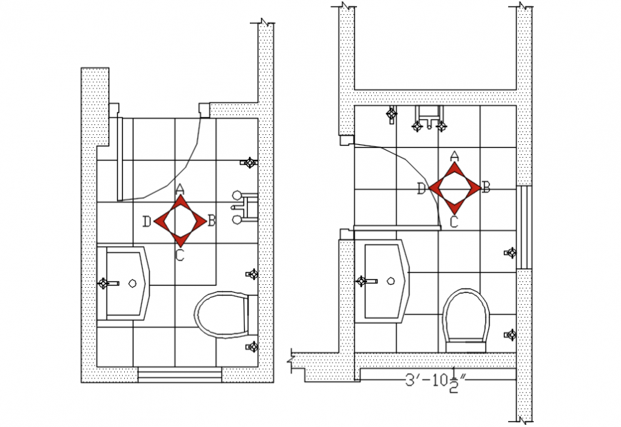 Bathroom faucets and fittings elevation detail model