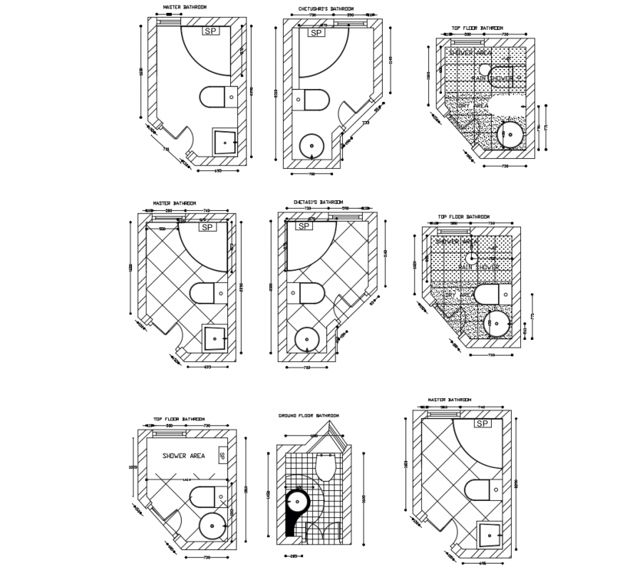 Bathroom floor plan in auto cad software