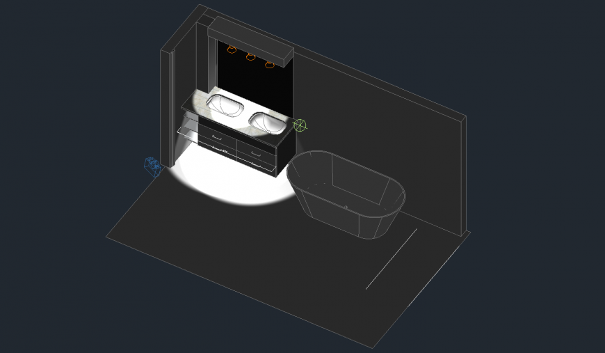 Bathroom interior 3d model cad drawing details dwg file