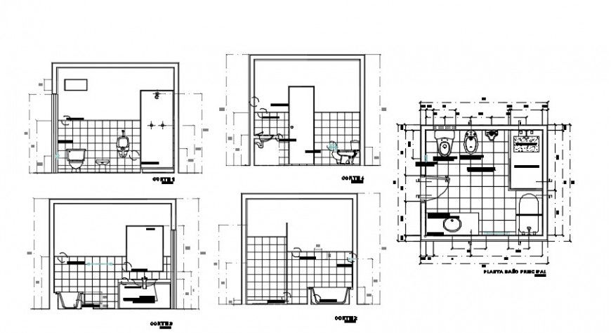 Bathroom interior project furniture detail dwg file