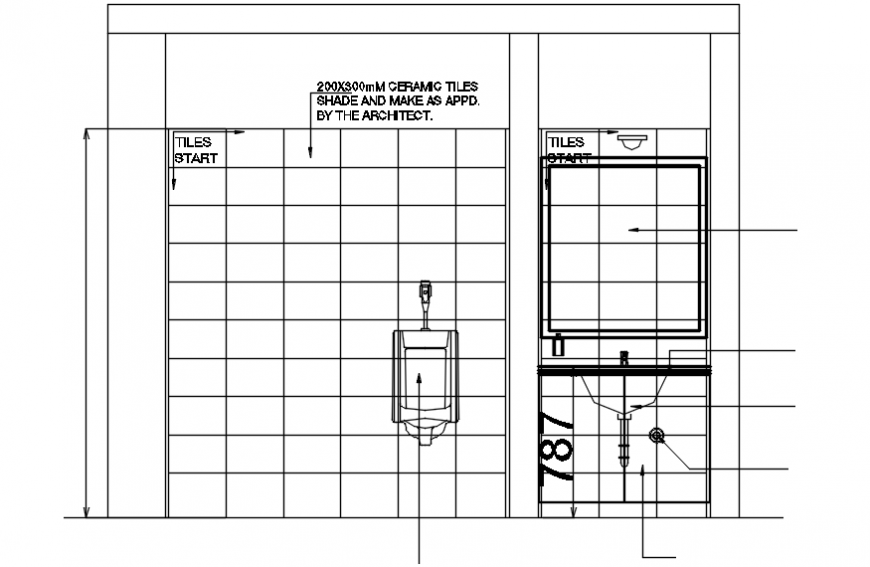 Bathroom mirror elevation