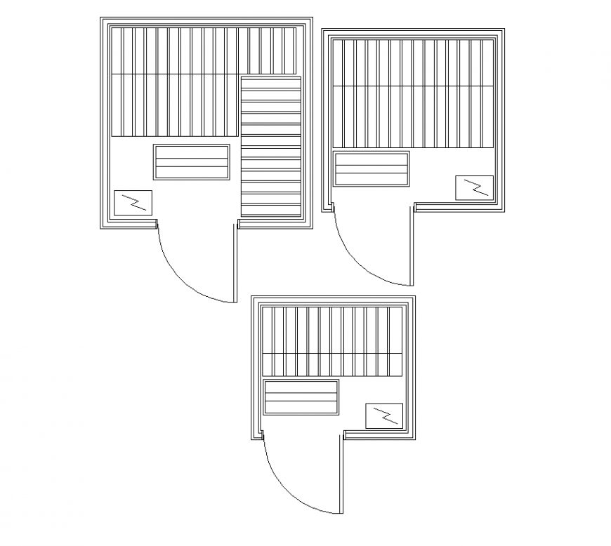 Bathroom plan of ceiling with interior area dwg file