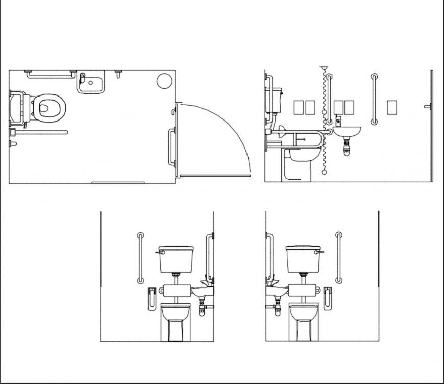Bathroom sanitary blocks and interior details dwg file