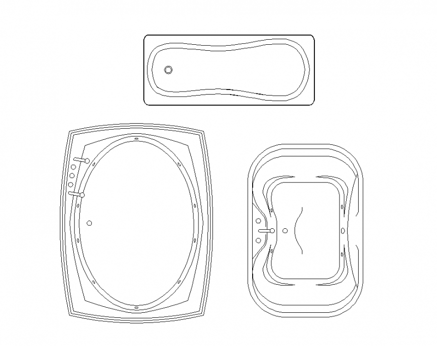 Bathroom sanitary with different design bath tub dwg file