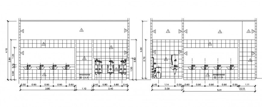 Bathroom section and elevation design autocad file