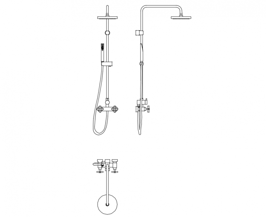 Bathroom shower all sided elevation cad bock details dwg file