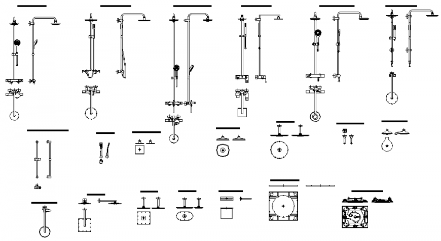 Bathroom Showers detail elevation dwg file