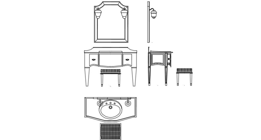 Bathroom single traditional vanity unit