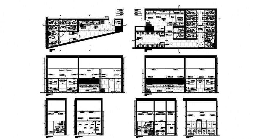 Bathroom top view plan and sectioanl detail dwg file