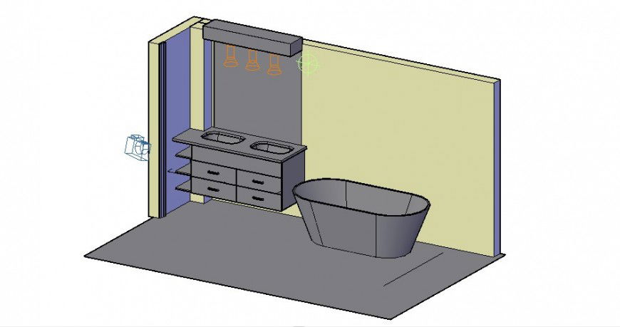 Bathroom vanity tub and sink 3d model cad drawing details dwg file