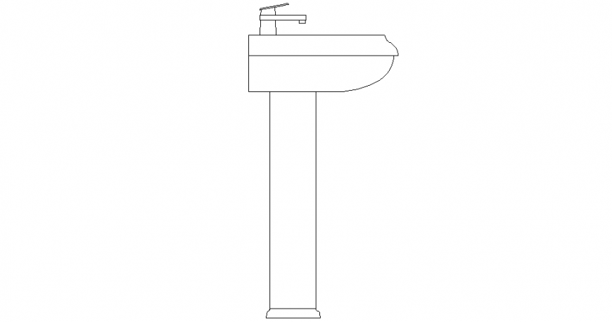 Bathroom washing area with wash tub design with interior view dwg file