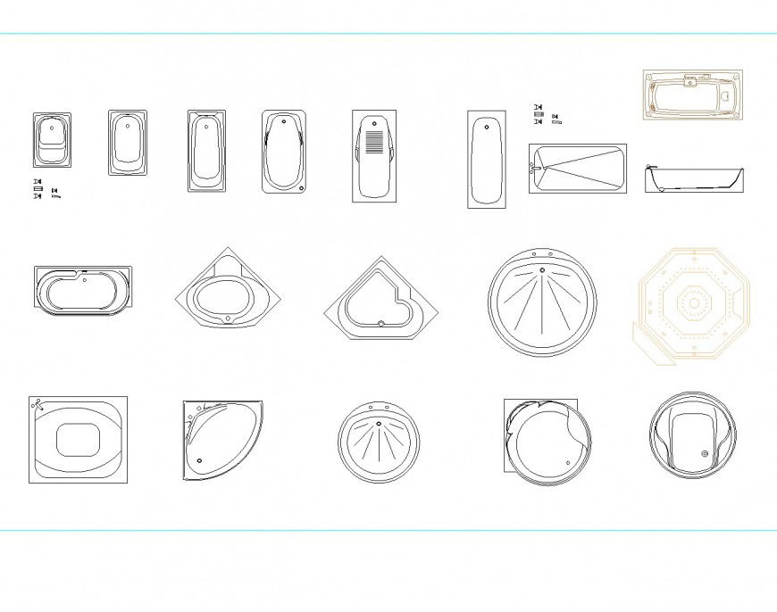 Bathtub and sink plan dwg file,
