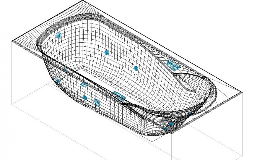 Bathtub detail 2d view CAD sanitary block layout file in autocad format