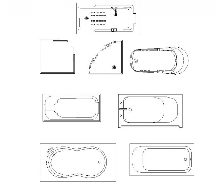 Bathtub sanitary AutoCAD block in dwg AutoCAD file.